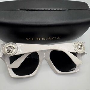 Versace White Sunglasses with Black Lenses